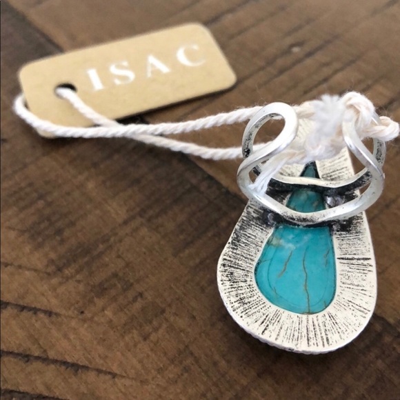 Natural flat top stone adjustable boho or SW ring - Picture 2 of 6